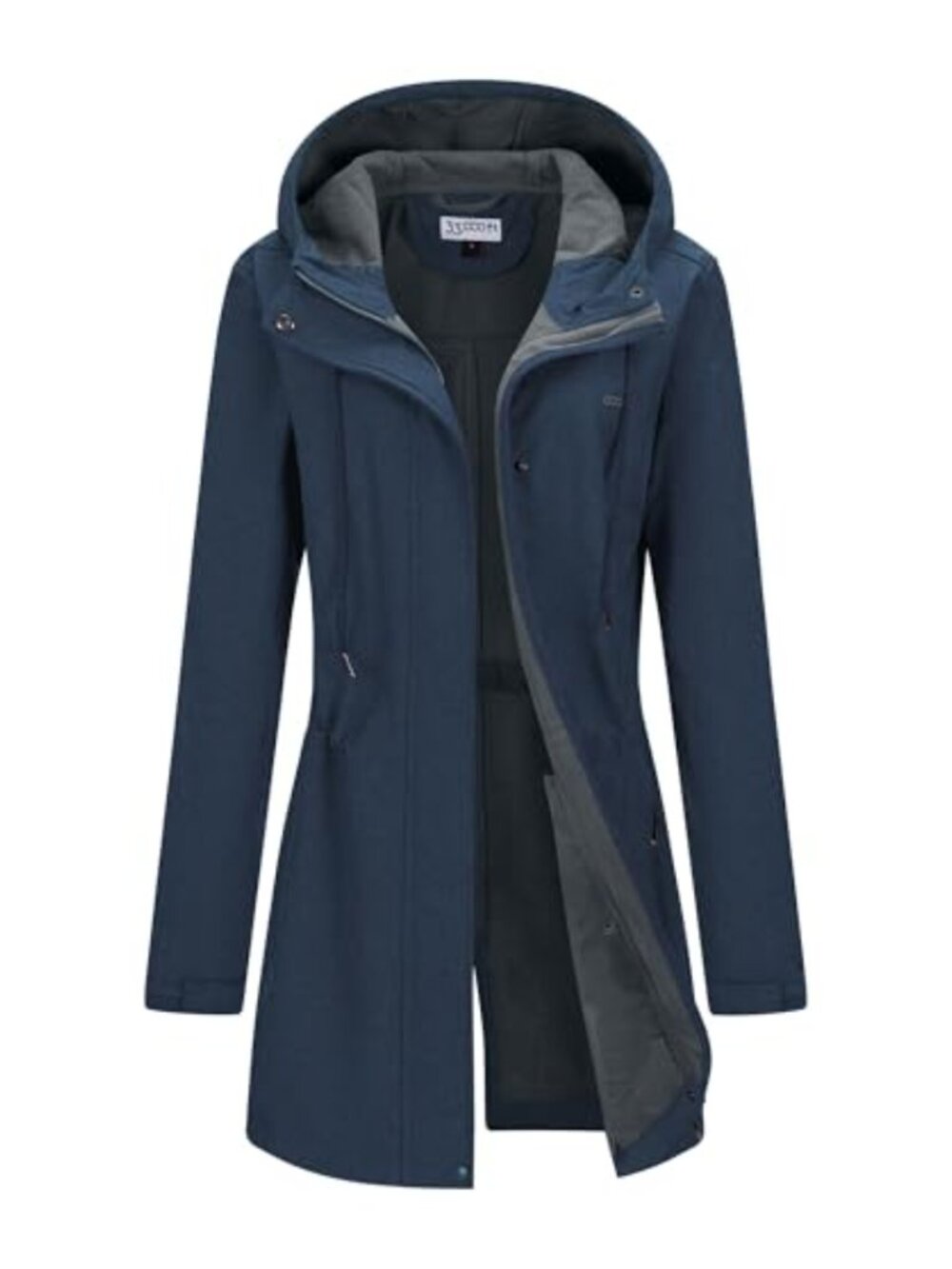 Women's Softshell Long Jacket Hood Fleece Lined Windproof Waterproof